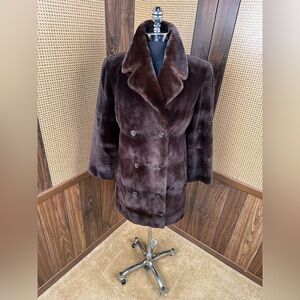NEIMAN MARCUS MICHAEL KORS BROWN SHEARED MINK FUR COAT JACKET SIZE 8 MEDIUM